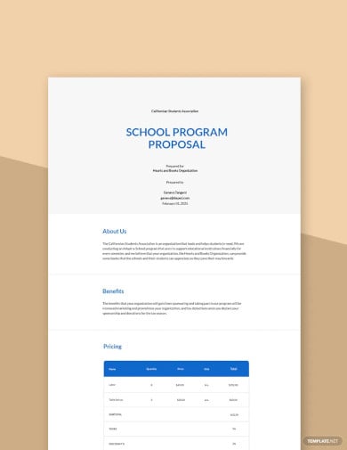 school program proposal template sample