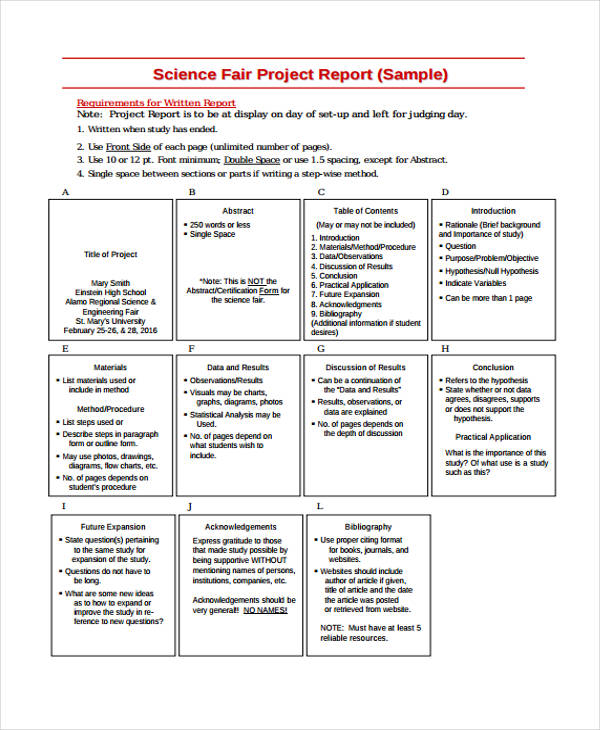 science fair project report