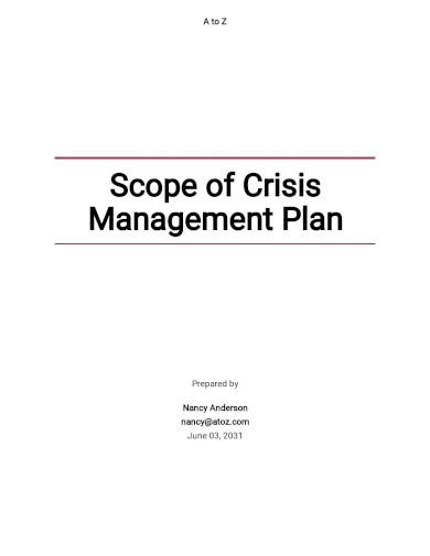 scope of crisis management plan template