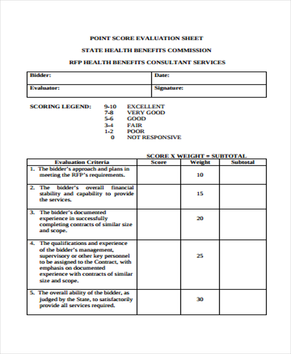 Evaluation Sheet Templates 9+ Free Word, PDF Format Download