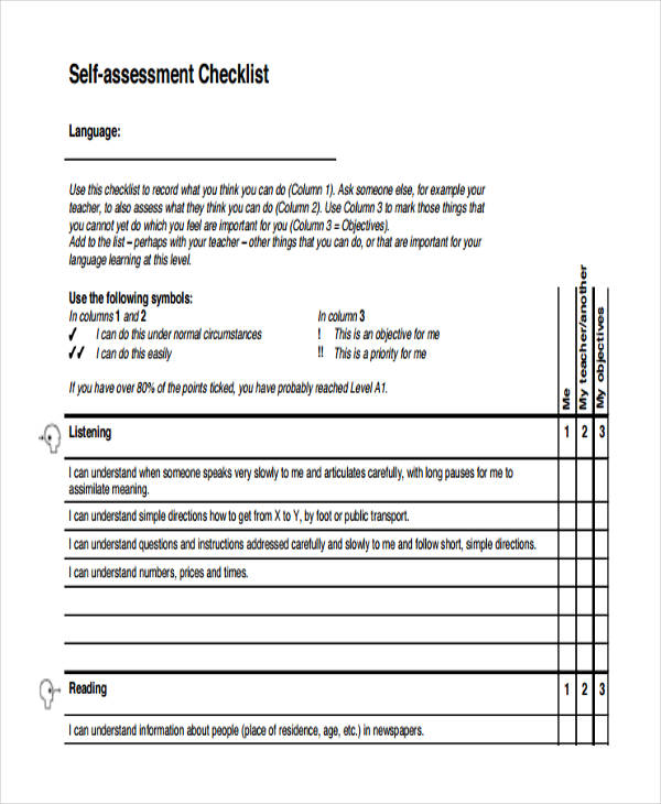 16+ Assessment Checklist Templates - Free Sample ,Example Format ...