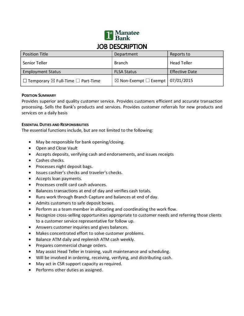senior bank teller job description pdf free download page 001 788x1020