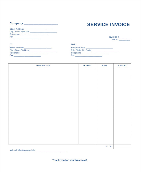 sample invoice for service