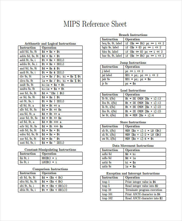 sheet reference example