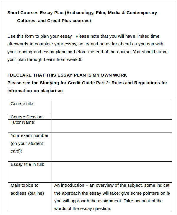 essay plan template word