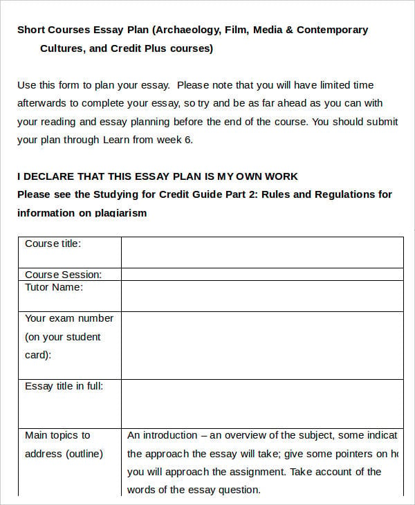 how to do a detailed essay plan