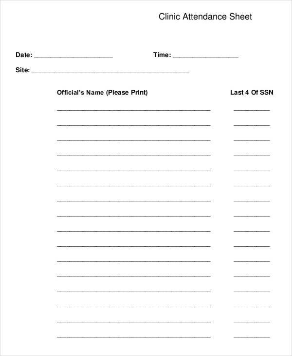 13+ Attendance Sign-In Sheet Templates - Free Sample, Example Format ...