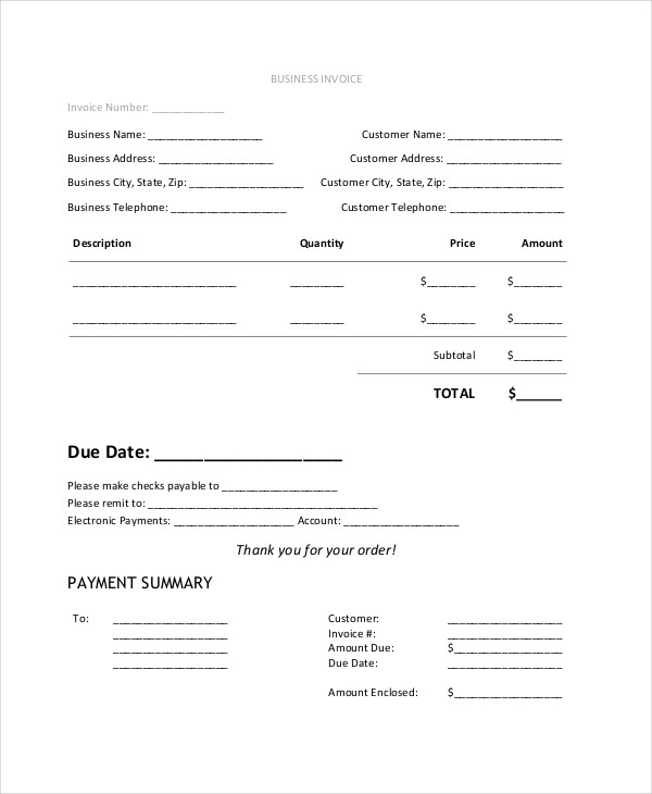 simple business invoice