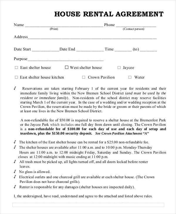 Printable House Lease Agreement   Simple House Rent Agreement 