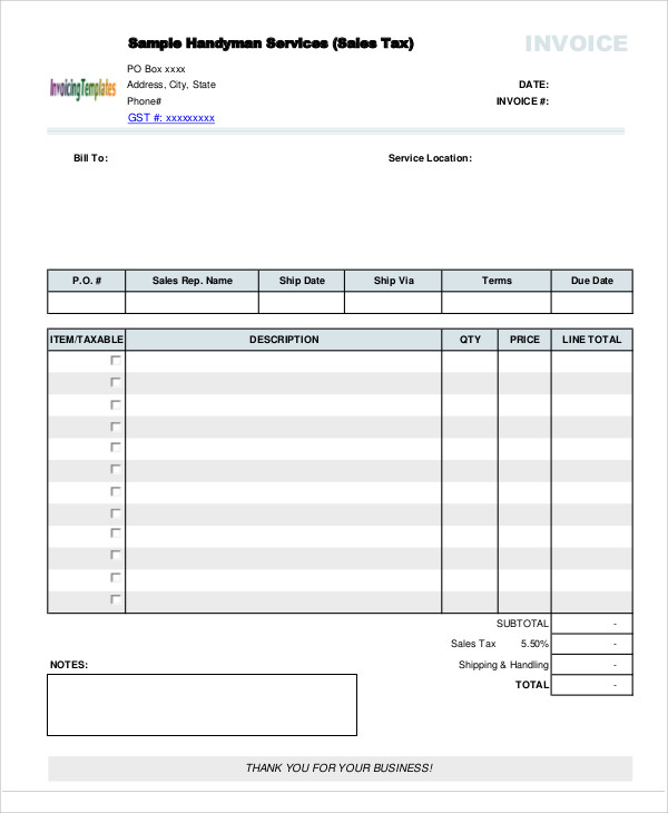 Handyman Invoice Template - 5+ Free Word, PDF Format Download