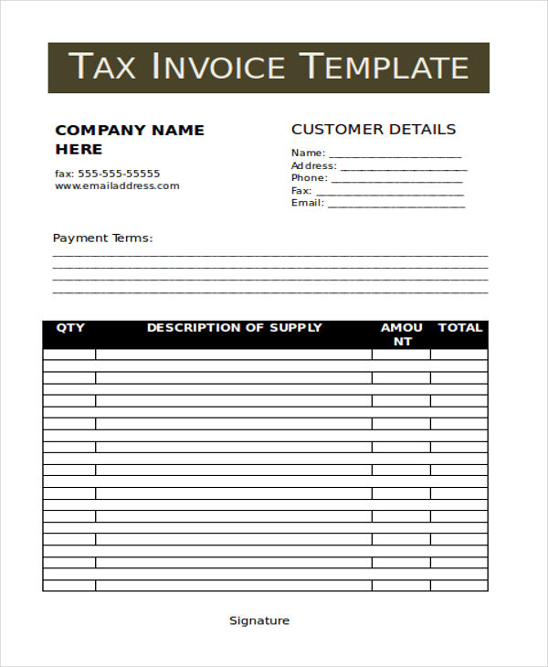 simple tax invoice
