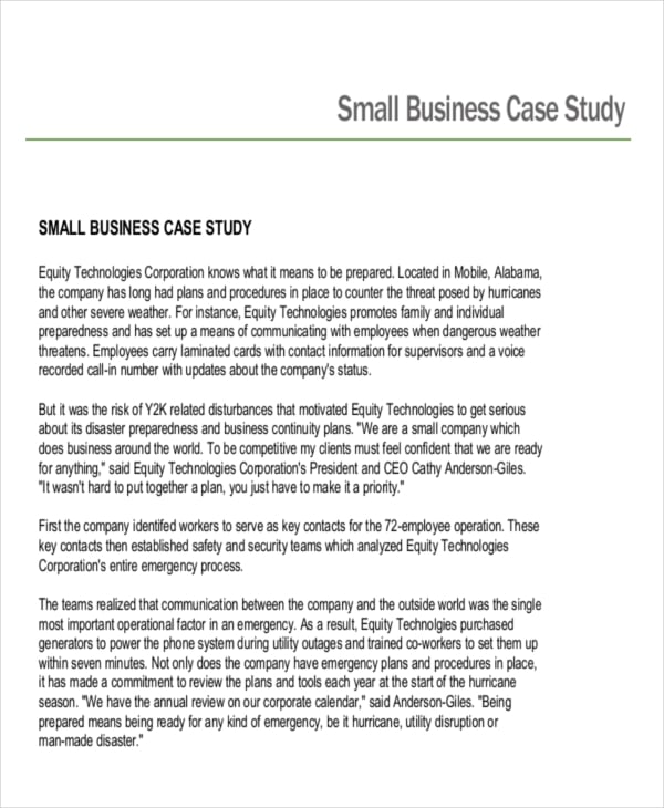 writing a business case study