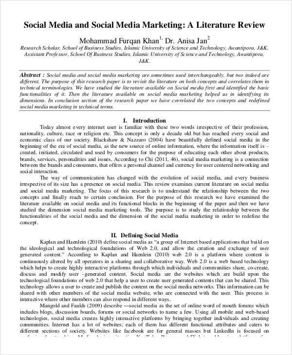 example of research paper pdf about social media