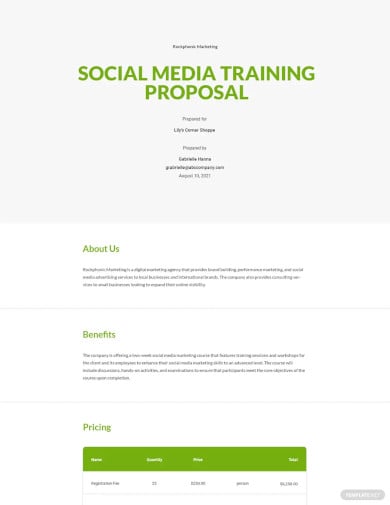 social media training proposal template