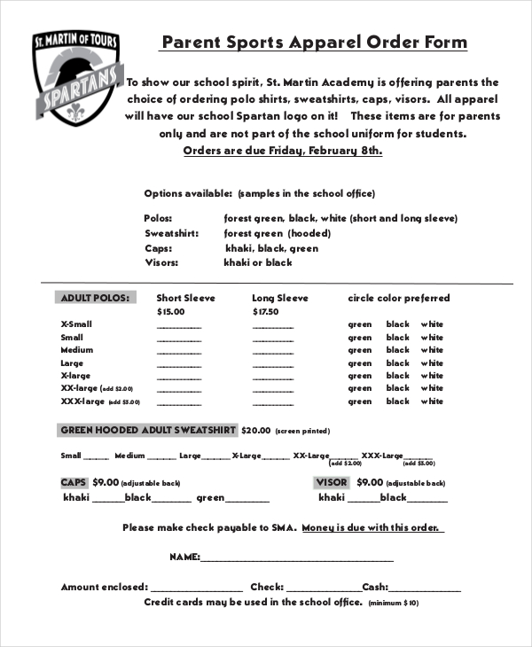 12+ Apparel Order Forms Free Sample, Example, Format Download