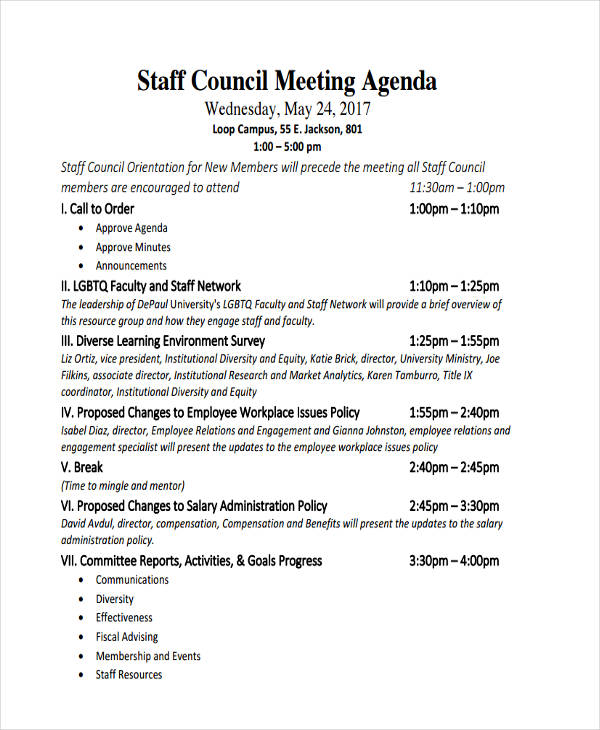 Medical Staff Meeting Agenda Template