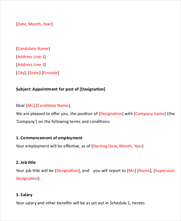 12+ Standard Appointment Letter Templates Free Sample, Example Format