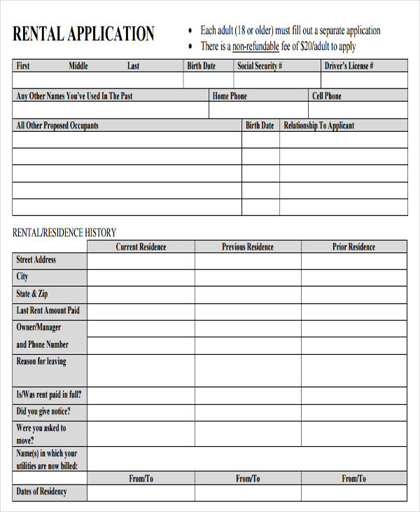 24+ Free Rental Application Templates
