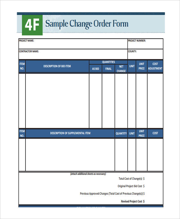 standard change order