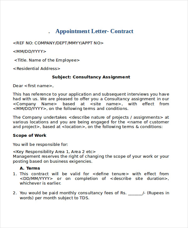 9  standard appointment letter templates