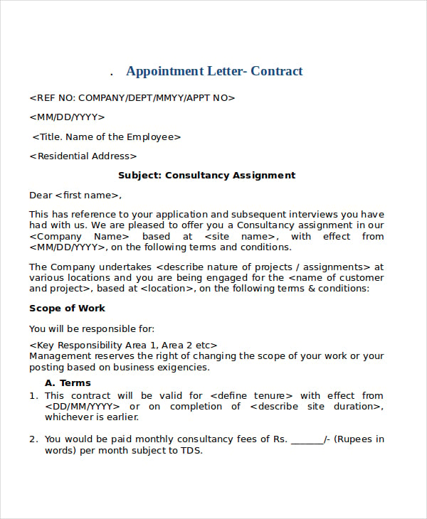 12 Standard Appointment Letter Templates Free Sample Example Format Download 