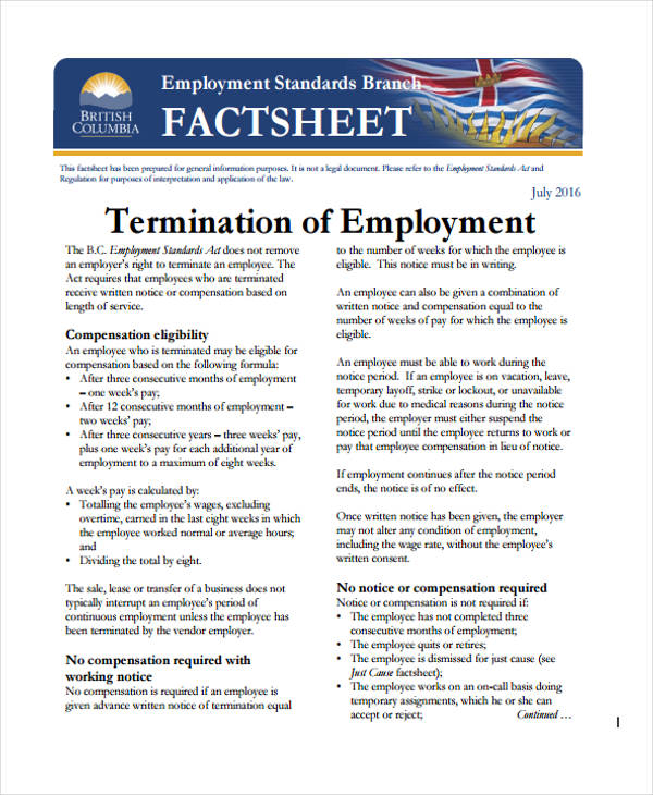 standard employment fact sheet