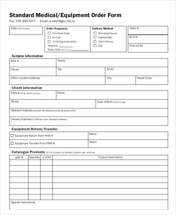 Medical Order Forms 11 Free Word Pdf Format Download 2217