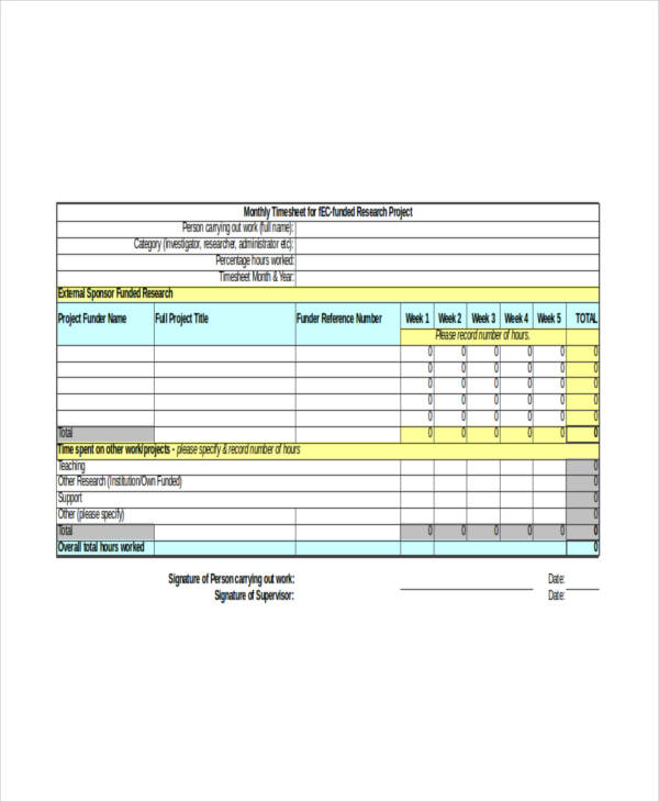 22 Sample Sheets in Excel