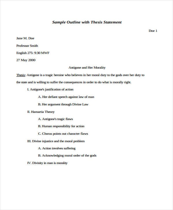 statement thesis outline