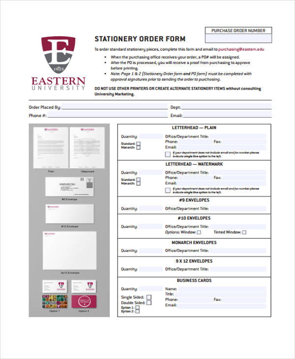 13+ Stationery Order Templates AI, PSD