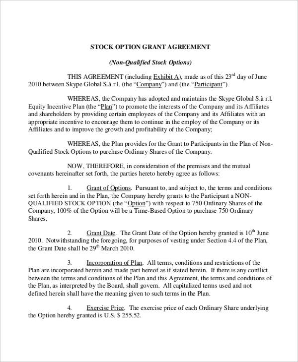 stock grant agreement