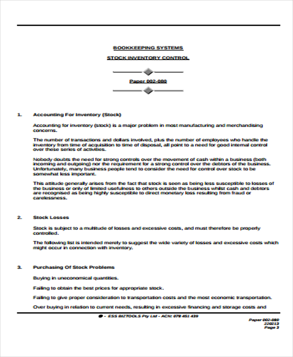 11+ Inventory Control Templates PDF