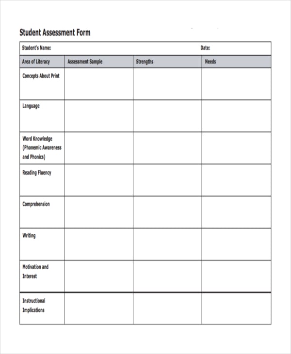 student-assessment-form