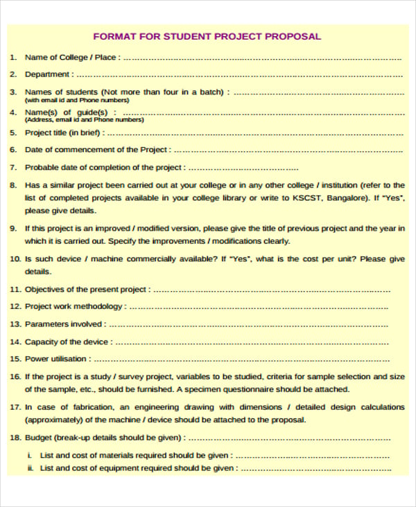 student project proposal format