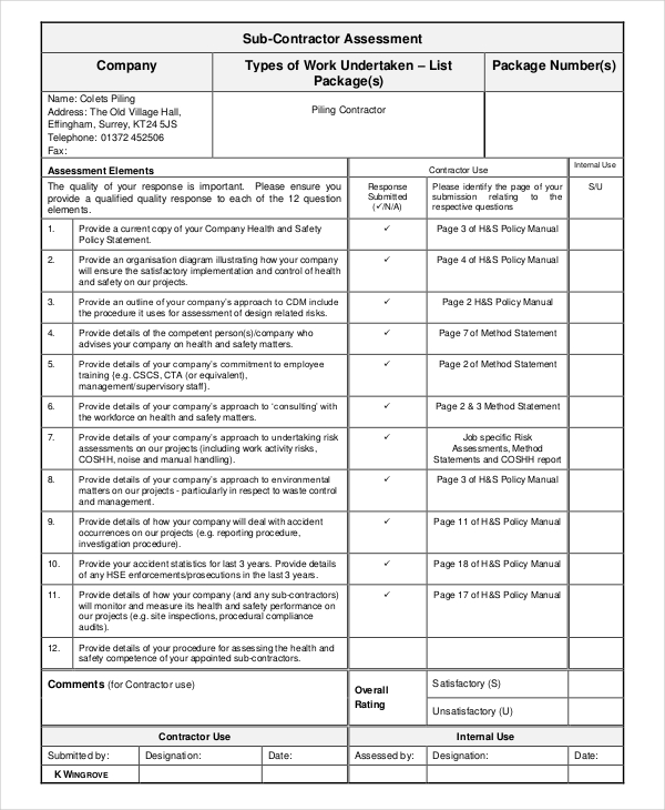 Engineering Assessment Form 32+ Assessment Forms in PDF