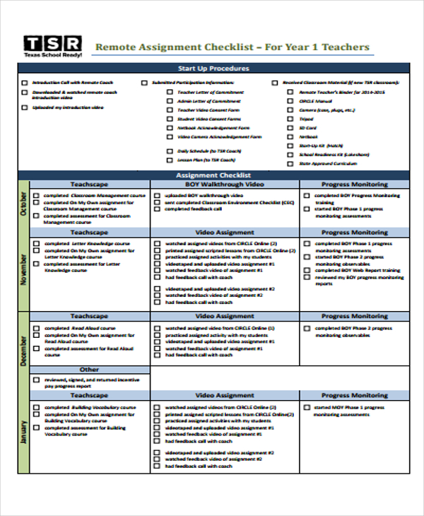 assignment submission checklist