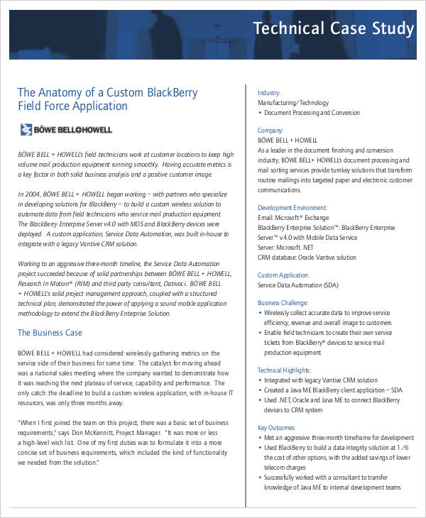 One page case study template picture