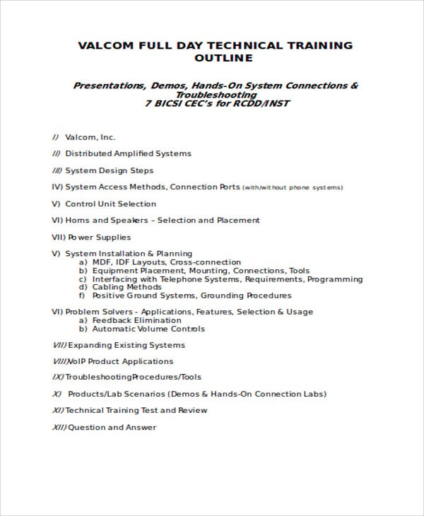 Training Outline Templates 12+ Free Word,PDF Format Download