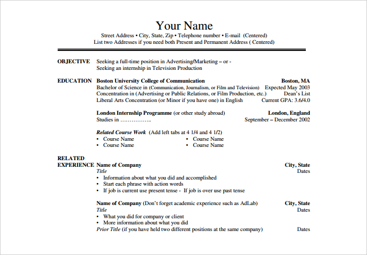 television-production-intern-resume