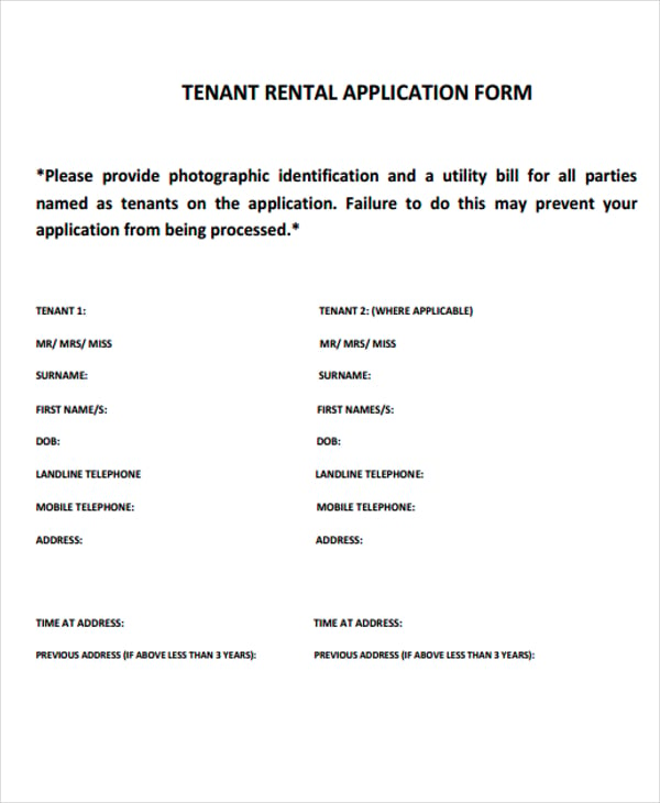 tenant rental application