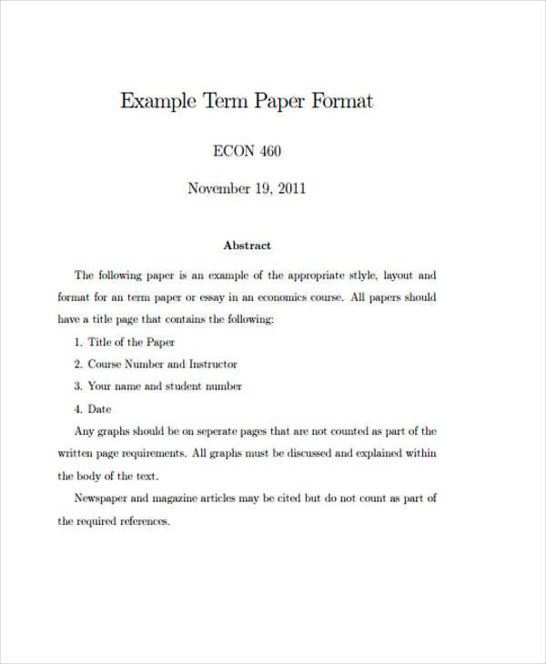 proper term paper format