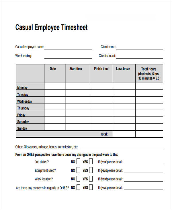 34 Free Timesheet Templates