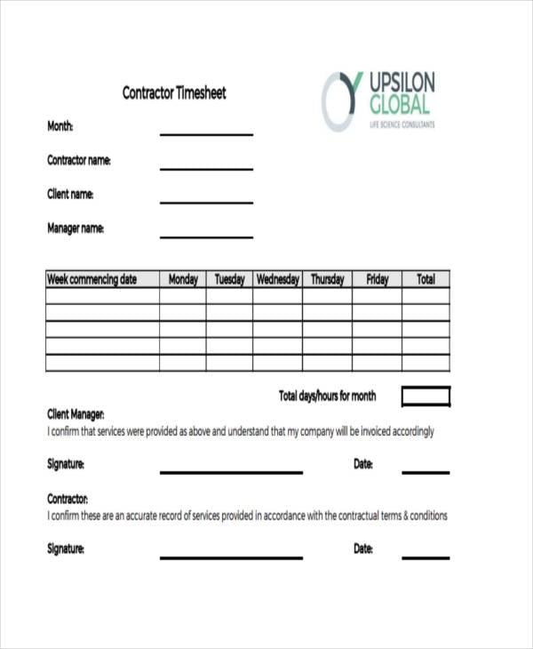 timesheet for contractor example