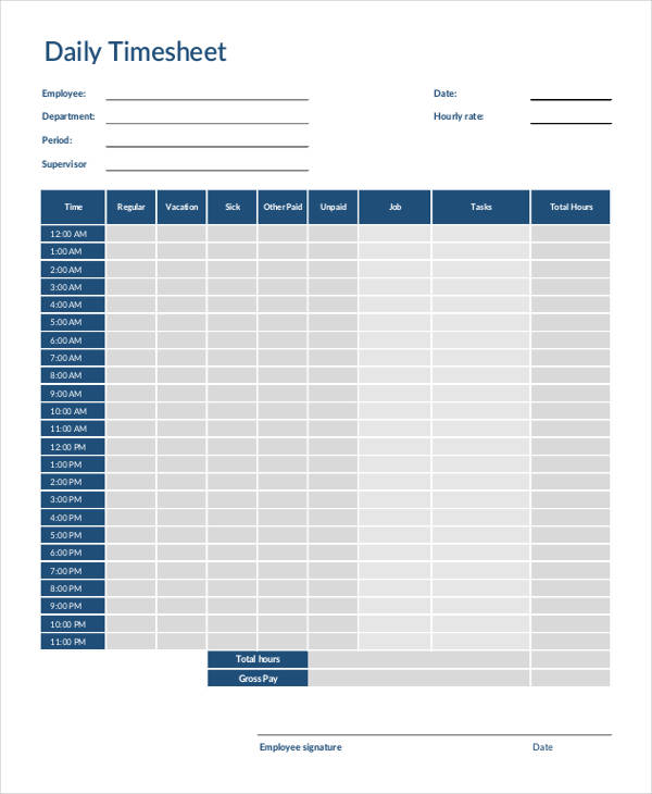 timesheet for daily task