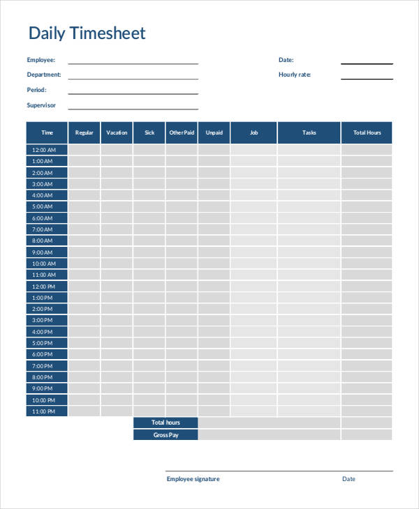 14+ Daily Timesheet Templates Free Word, PDF Format Download