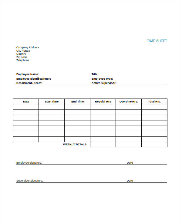 20+ Timesheet Templates - Word, Docs, Excel