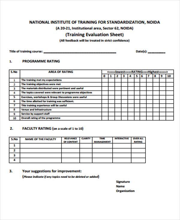 Evaluation Sheet Templates - 9+ Free Word, PDF Format Download