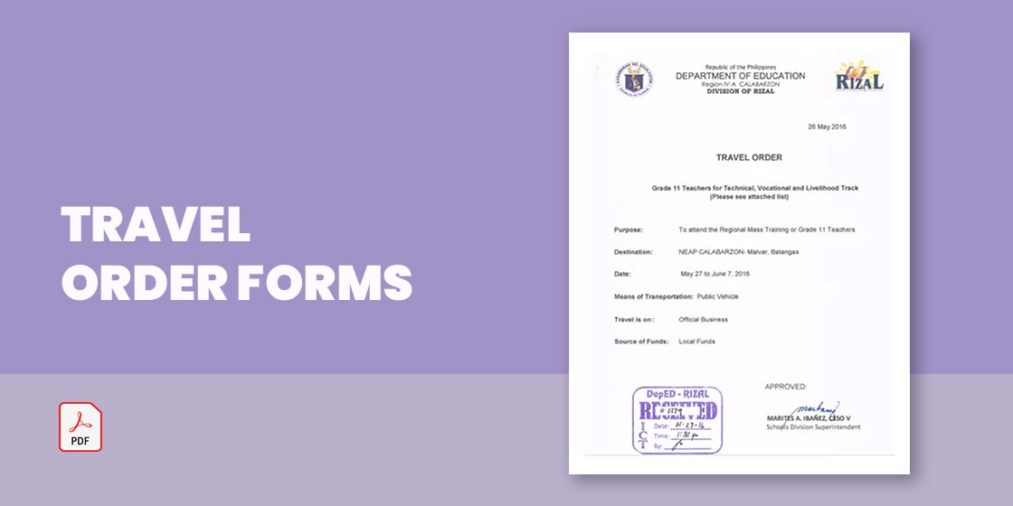 travel order template deped