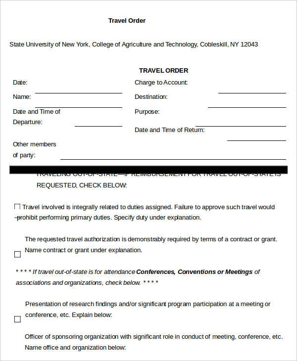 sample travel order for teachers