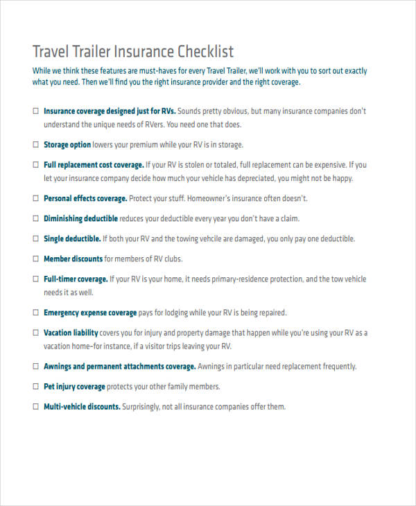 travel trailer checklist